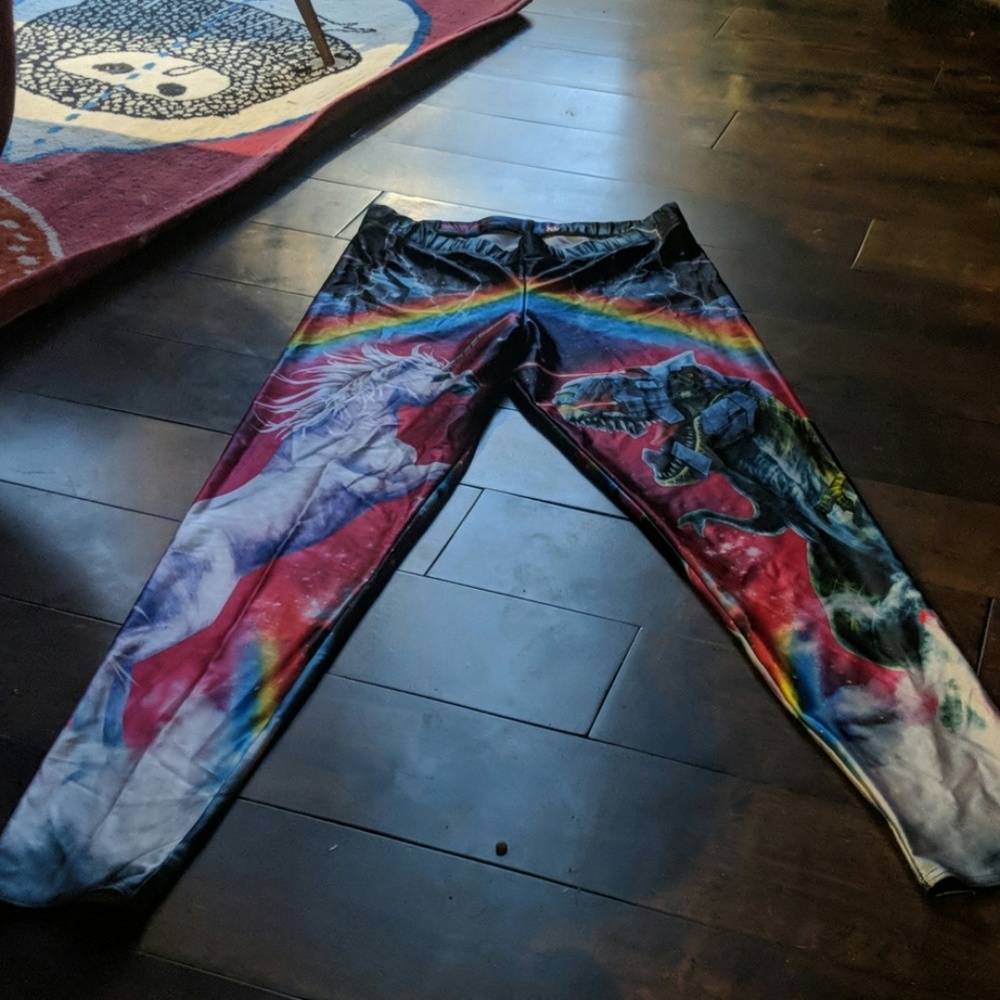 Black Milk Leggings -Museum - Unicorn vs T-Rex XL